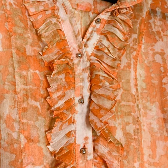 Peachy Orange Ruffled Top in XL from New York & Co - Picture 2 of 4